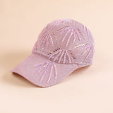 Damen sportliche Trucker-Cap mit Pailletten und atmungsaktiver Netzstruktur – Rosa