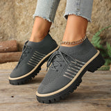 Damen Schnür Mesh Sneaker – Atmungsaktive Laufschuhe Mit Grip Sohle – Dunkelgrau