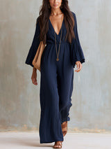 Florabelle - Weitbeiniger Soft-Touch-Jumpsuit – Dunkelblau