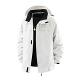 Damen Jacke mit Kapuze, Kordelzug und Taschen – Creme