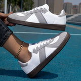 Damen Sportliche Schnür Leder Sneakers Mit Rutschfester Sohle – Bequeme Freizeitschuhe – Grau