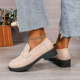Damen Rote Wildleder Chunky Plattform Penny Loafer Mit Profilsohle – Beige