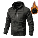 Herren gefütterte Softshelljacke mit Kapuze und Brusttasche – Schwarz