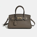 Jana | Damen Leder Schultertasche – Strukturierte Handtasche Rindsleder Crossbody für Büro 2026 – Dunkelgrau