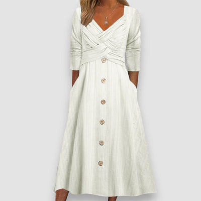 Eline | Knopfdetail Lässige Maxikleid