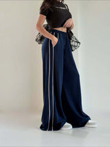 Damen Weit Geschnittene Sporthose – Lockerer Schnitt Mit Seitentaschen – Blau