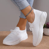 Damen nan gestrickte Slip-On Sneaker mit Memory-Fußbett und rutschfester Wellenlaufsohle Drune – Weiß