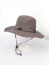 Damen Sonnenhut mit breiter Krempe und Nackenband – Grau