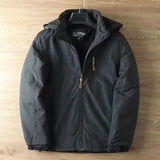 Herren wasserabweisende Allwetter-Trekkingjacke mit Kapuze – Schwarz