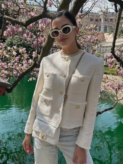 Elegante strukturierte Jacke mit zwei Brusttaschen für Frauen