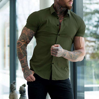 Fyn - Herren Slim Fit Kurzarm einfarbig Fitness Shirt