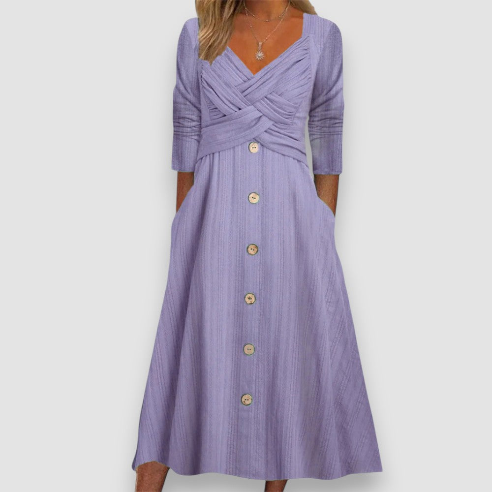 Eline | Knopfdetail Lässige Maxikleid