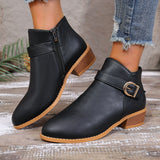 Damen Stiefeletten mit gepolstertem Fußbett und praktischem Reißverschluss – Schwarz