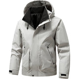 Herren Langarm-Hoodie-Jacke mit Taschen – Khaki