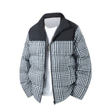 Herren Karierte Kurze Steppjacke mit Taschen – Hellgrün