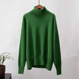 Emma | Damen Lässiger Warmer Strickpullover mit geripptem Saum – Dunkelgrün