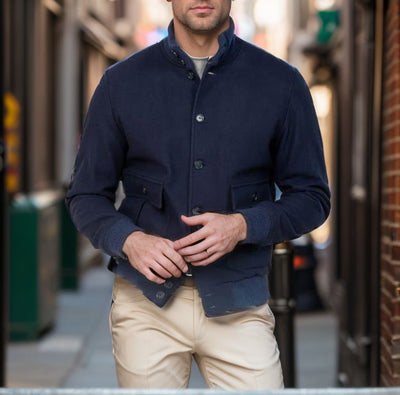 Herren modische Chino-Jacke mit praktischen Taschen Aliams