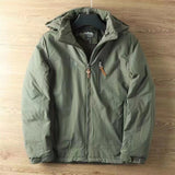 Herren wasserabweisende Allwetter-Trekkingjacke mit Kapuze – Olivgrün