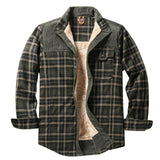 Herren Hemdjacke mit Karomuster und Taschen – Dunkelgrün
