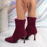 Damen Stiefeletten mit transparentem Absatz und gepolsterter Innensohle – Rot