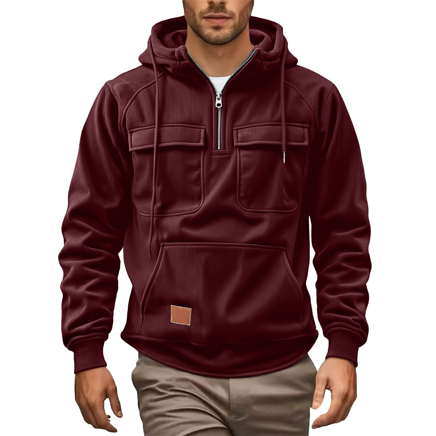 Herren Fleece-Hoodie mit praktischen Taschen Aliams