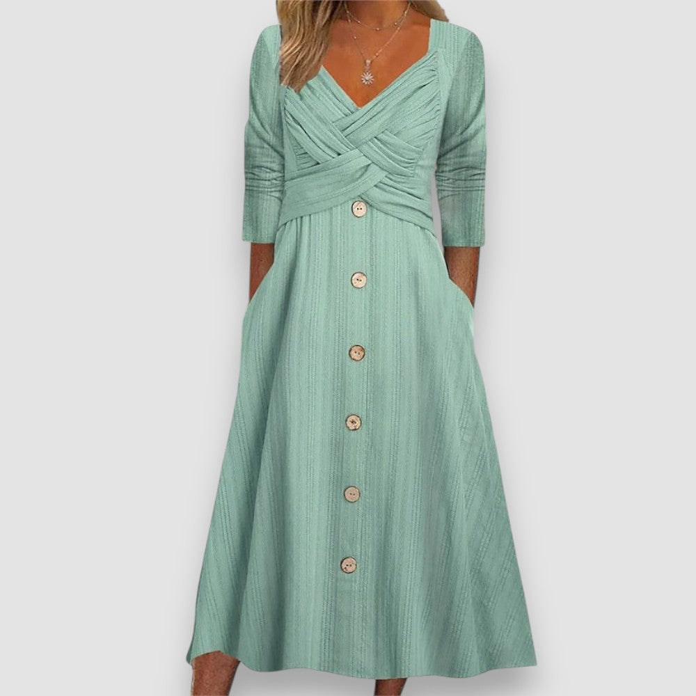 Eline | Knopfdetail Lässige Maxikleid