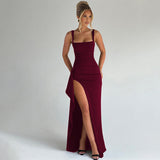 Valentina | Elegantes Maxikleid mit femininem Rückendesign – Karmesinrot
