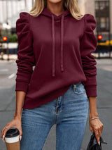 Damen Kapuzenpullover mit Kordelzug – Dunkelrot