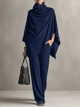 Helena | Elegantes drapiertes Damen Zweiteiler – Marine
