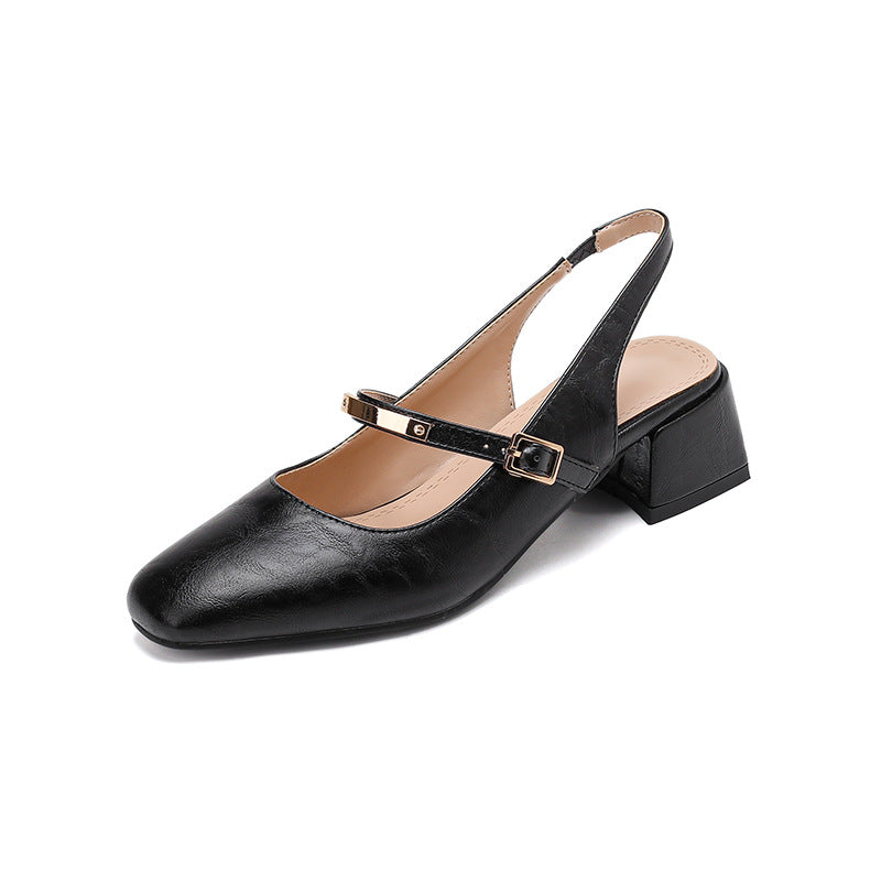 Damen Dirndl Schuhe | Klassische Slingback-Schuhe mit Blockabsatz