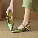 Pumps mit Kitten-Heel für Damen – Grün