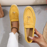 Damen Flache Slip-On Wildleder Loafer – Bequeme Freizeitschuhe – Gelb