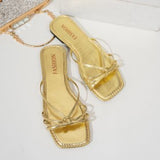 Damen Elegante Sandalen Mit Funkelndem Riemen – Bequeme Sommerschuhe – Gold