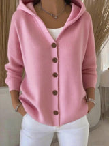 Damen nan Kapuzen-Cardigan mit Knopfleiste und lässiger Oversize-Passform Drune – Rosa