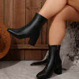 Damen Stiefeletten mit Blockabsatz und vielseitigem Design – Schwarz