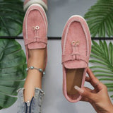 Damen Flache Slip-On Wildleder Loafer – Bequeme Freizeitschuhe – Rosa