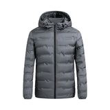Herren ultraleichte Steppjacke mit Kapuze und Windschutzleiste – Dunkelgrau