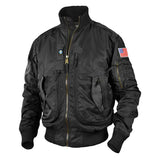 Herren Bomberjacke im Fliegerstil mit Thermofutter und Utility-Taschen – Schwarz 1992