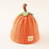 Damen Baby-Mütze im Kürbis-Look mit Blatt und Stängel – Orange