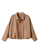 Damen Oversized Jacke mit praktischen Taschen – Khaki