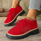 Damen Schnür Mesh Sneaker – Atmungsaktive Laufschuhe Mit Grip Sohle – Rot