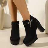Damen Stiefeletten mit Glitzer-Detail und rutschfester Sohle – Schwarz