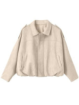 Damen Oversized Jacke mit praktischen Taschen – Elfenbein