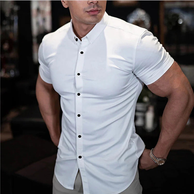 Fyn - Herren Slim Fit Kurzarm einfarbig Fitness Shirt