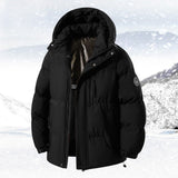 Herren Daunenjacke mit Kapuze und Taschen – Schwarz