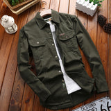 Herren Canvas-Overshirt mit Klappbrusttaschen und verstärkten Nähten – Olivgrün