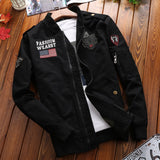 Herren Patchwork-Bomberjacke mit Ärmeltasche und geripptem Bündchen – Schwarz 2502