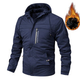 Herren gefütterte Softshelljacke mit Kapuze und Brusttasche – Dunkelblau