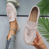 Damen Flache Slip-On Wildleder Loafer – Bequeme Freizeitschuhe – Grau