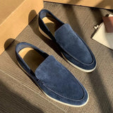 Herren Klassische Braune Wildleder Loafer Slip-On – Elegante Freizeitschuhe – Blau